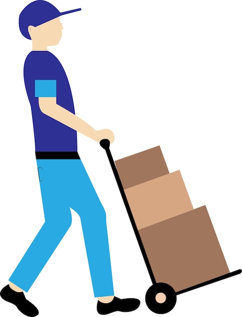 shipping man vector box delivery