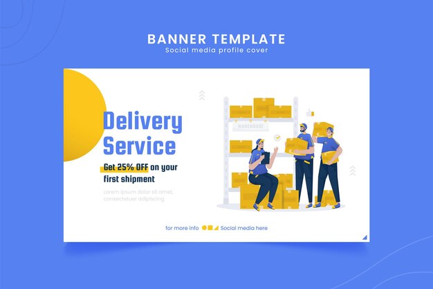 ベクトル バナー テンプレートの配送サービス チームの宅配便イラスト