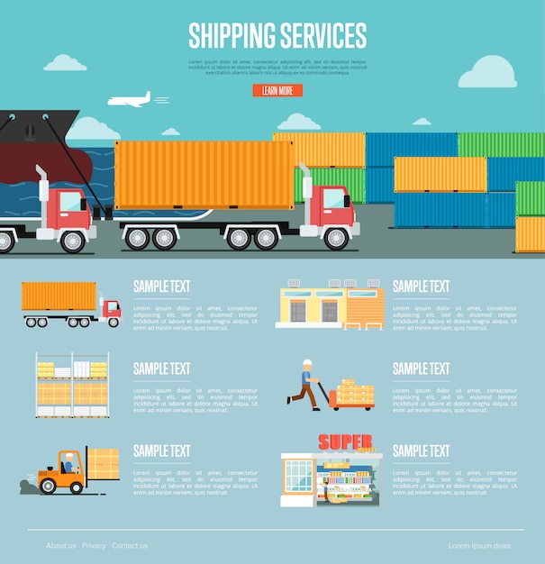 Shipping services infographics in flat style