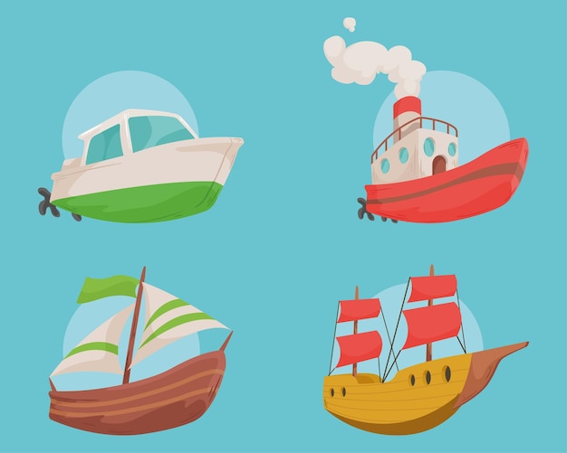 Vector ships and boats icons