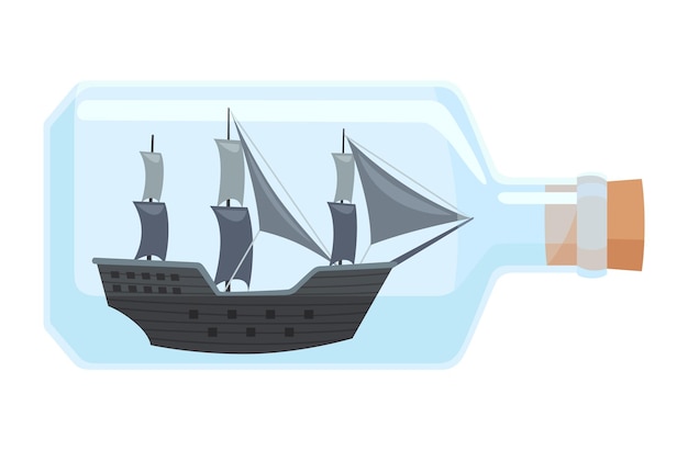 ボトル入りの船 オブジェが入ったグラス 船舶のミニチュアモデル 趣味の工芸品と海をテーマにした 装飾的な海のお土産 セーリングクラフト