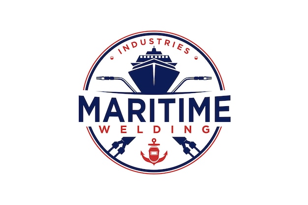 Shipyard welding logo design industrial ship manufacture ship building dockyard emblem metal work