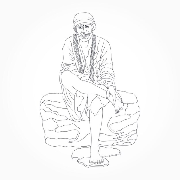 Vector shirdi sai baba lineart coloring pages