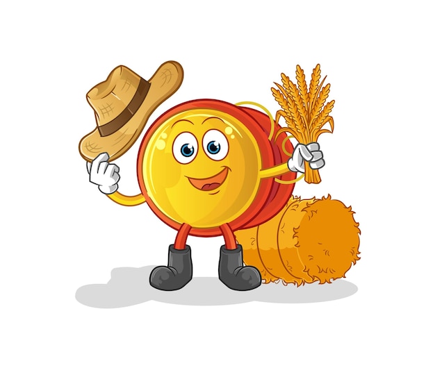 Shirt button farmer mascot. cartoon vector