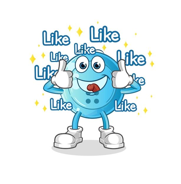 Shirt button give lots of likes. cartoon vector