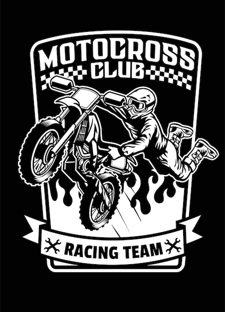 Vector shirt design of racer or motorcross sport