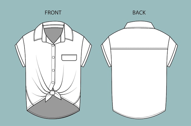 эскиз моды рубашки на вид спереди и сзади