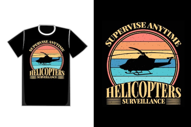 -shirt silhouette helicopters typography retro vintage