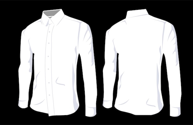 Vettore modello di camicia colore bianco realistico vector design anteriore e posteriore