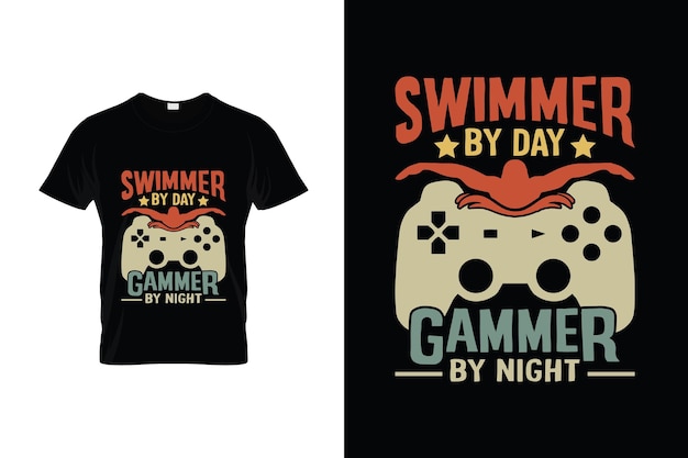 A shirt that says swimmer by day by night