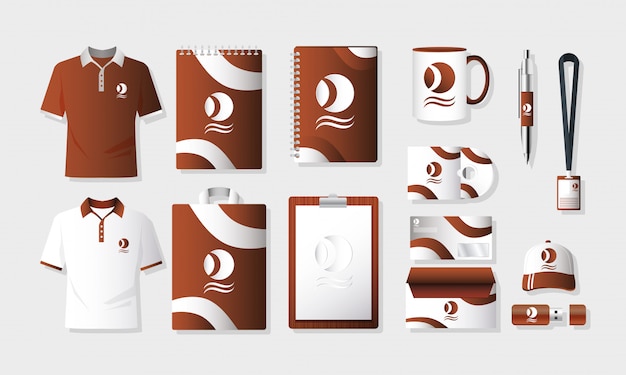 shirts clothes and branding set elements