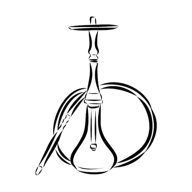 Vettore shisha narghilè disegnato a mano doodle vettoriale illustrazione isolato sulla lavagna per narghilè bar o lounge illustrazione vettoriale di narghilè con tubo di fumo hubble bolla bar orientale