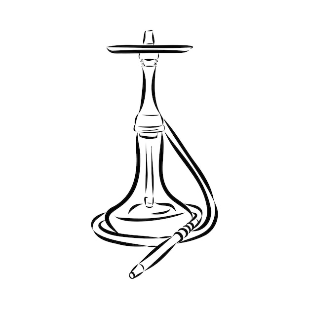 Кальян с кальяном, нарисованный вручную векторной иллюстрацией, изолированной на доске для кальян-бара или лаундж-векторной иллюстрации кальяна с курительной трубкой, хаббл-пузырь, восточный бар