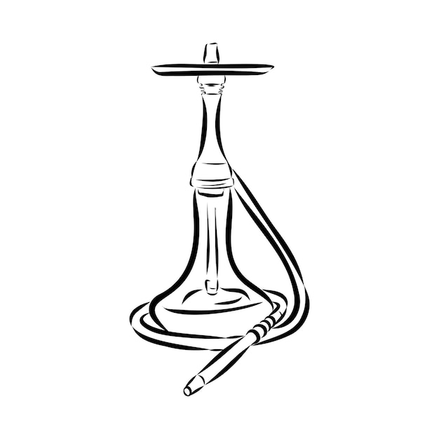 Shisha 물 담 뱃 대 손으로 그린 낙서 벡터 그림 물 담뱃대 바 또는 흡연 파이프 허블 거품 동양 바 물 담 뱃대의 라운지 벡터 일러스트 레이 션에 대 한 칠판에 고립