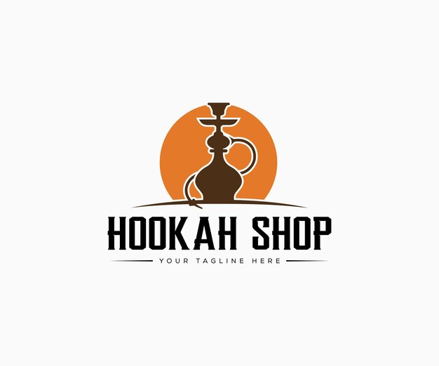 Shisha Hookah Logo Template Hookah Logo Design Vintage Sheesha Logo Stock Vector