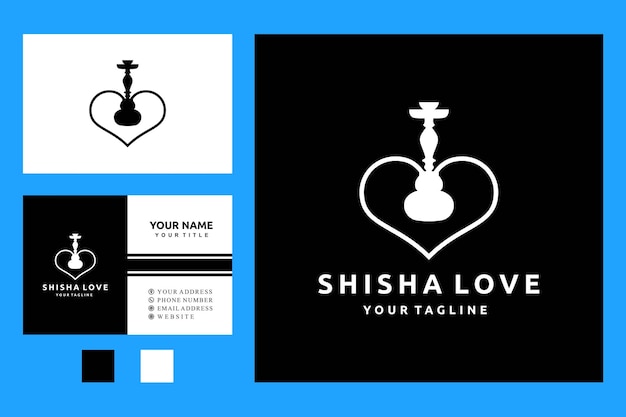 shisha 물담배와 사랑 로고 디자인