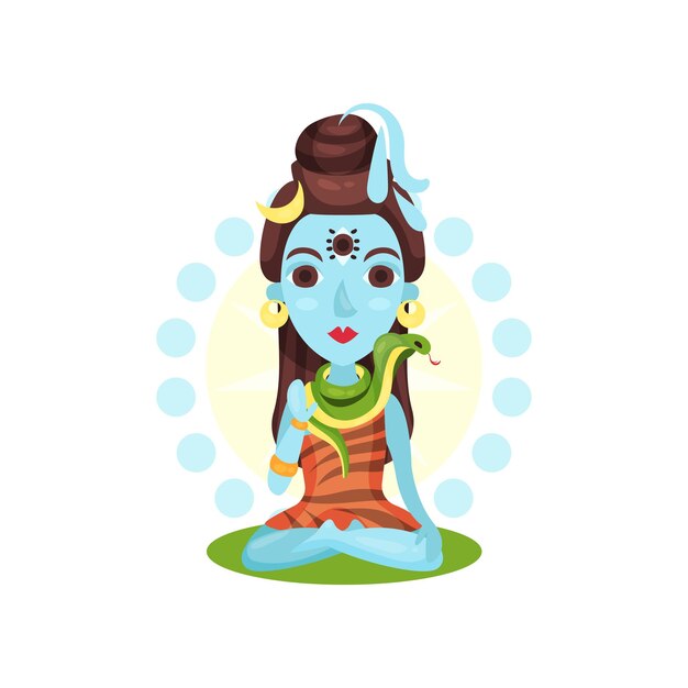 Vector shiva indian god the supreme god in shaivism cartoon vector illustration isolated on a white background