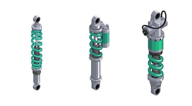 Vector shock absorber for the car racing shock absorber in isometrics 3d icon of a shock absorber set shock