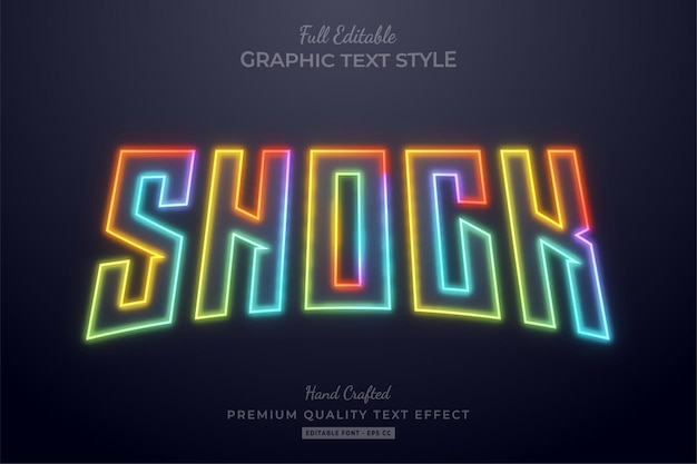 Shock colorful neon blur editable text effect font style