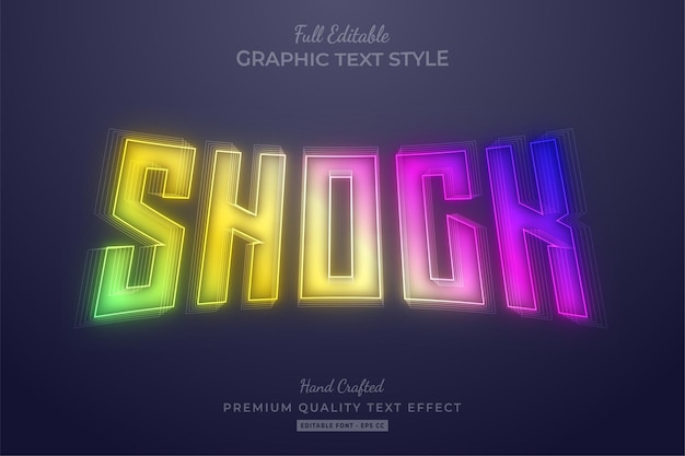 Vector shock gradient blur editable text effect font style