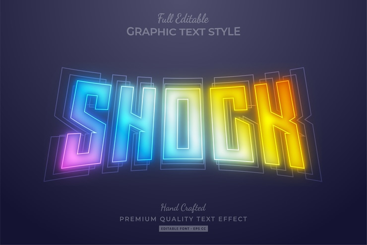 Vector shock gradient colorful blur editable text effect font style