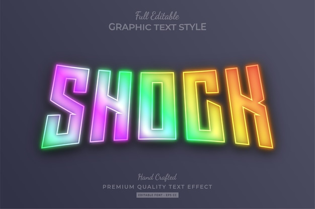 Vector shock gradient holographic editable text effect font style