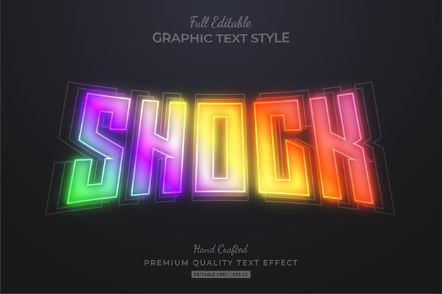 Vector shock gradient holographic editable text effect font style