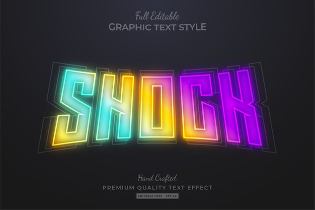 Vector shock gradient neon editable   text style effect