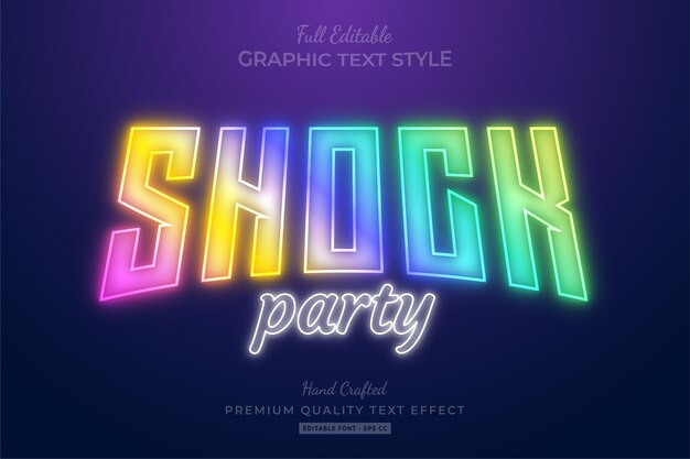 Голографический редактируемый текстовый эффект Shock Party стиль шрифта
