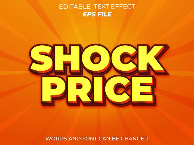 shock price text effect font editable typography 3d text vector template