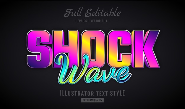 Вектор shock wave gradient 3d текстовый эффект премиум