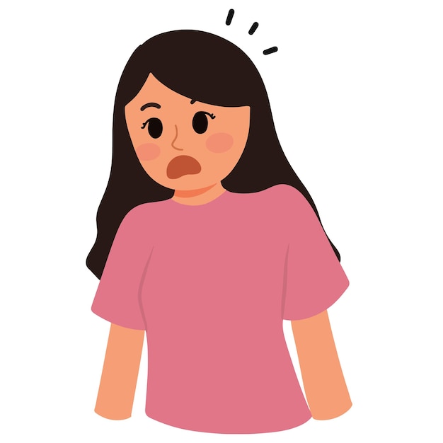 Vector shock woman surprise scared face expression illustration