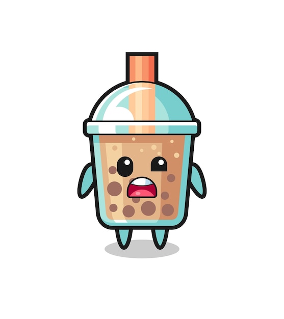 The shocked face of the cute bubble tea mascot