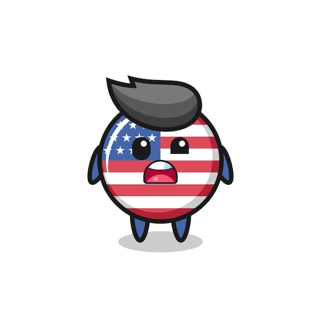 The shocked face of the cute united states flag badge mascot , cute style design for t shirt, sticker, logo element