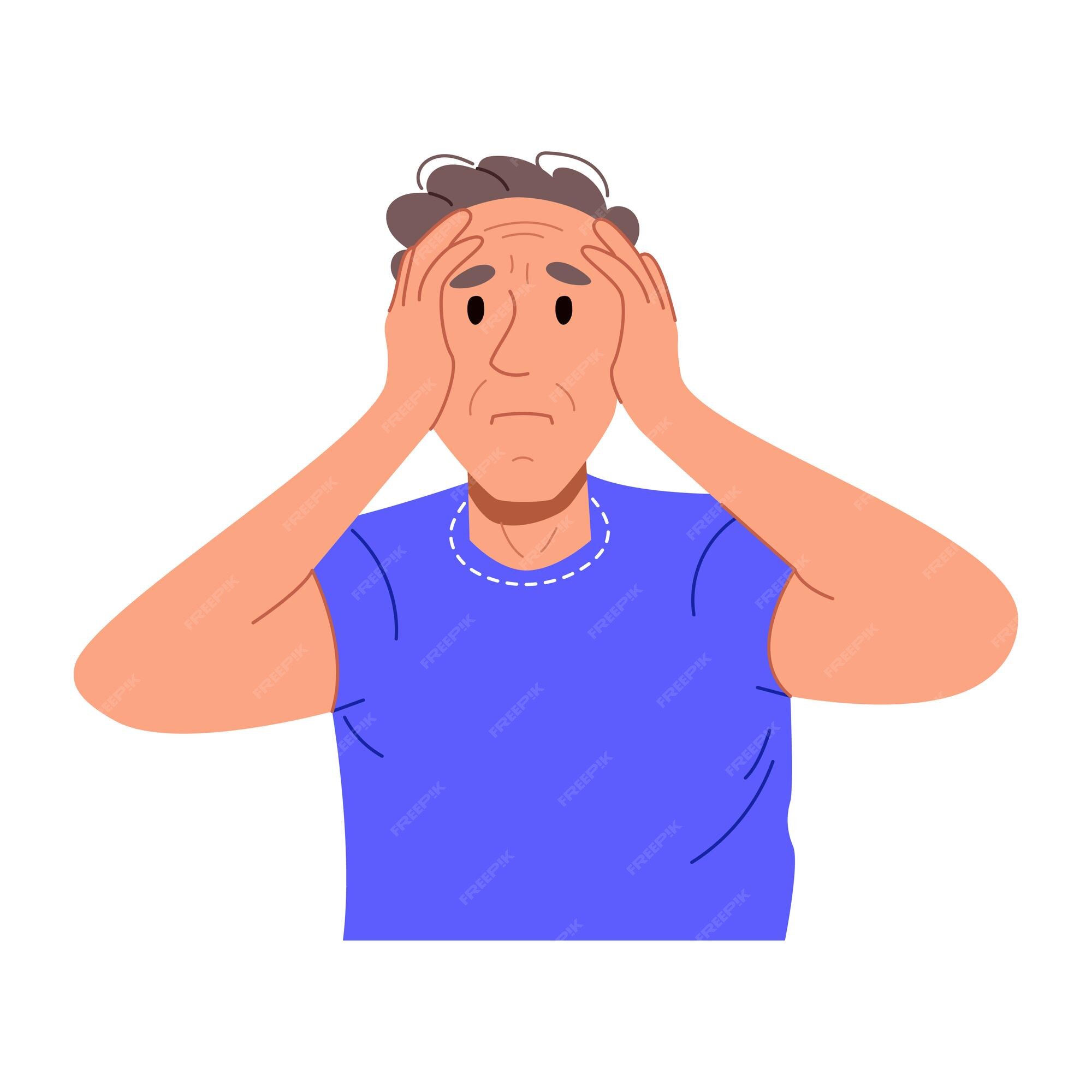 Shocked scared face expression of adult man Vector Image