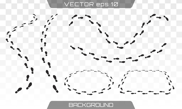 Shoe and bare foot print set. foot trail.footprint and human step, footwear and track