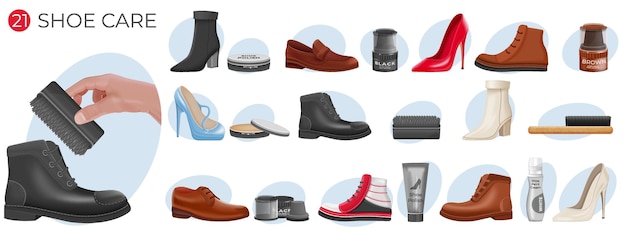 Vector shoe care composition set