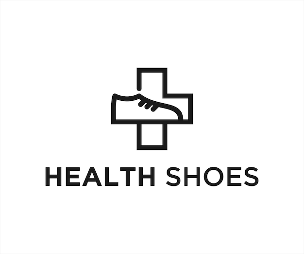 Логотип здоровья обуви или значок плюса
