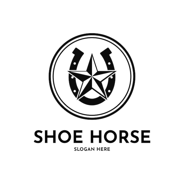 Vector shoe horse logo design creative idea with circle
