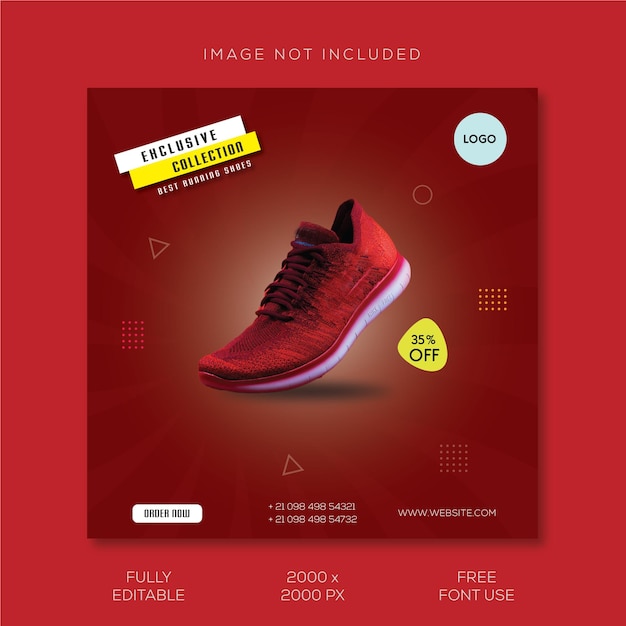 Shoe sale products display social media post design template