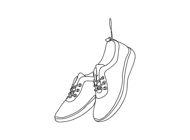 Shoe single-line art drawing continues line vector illustration