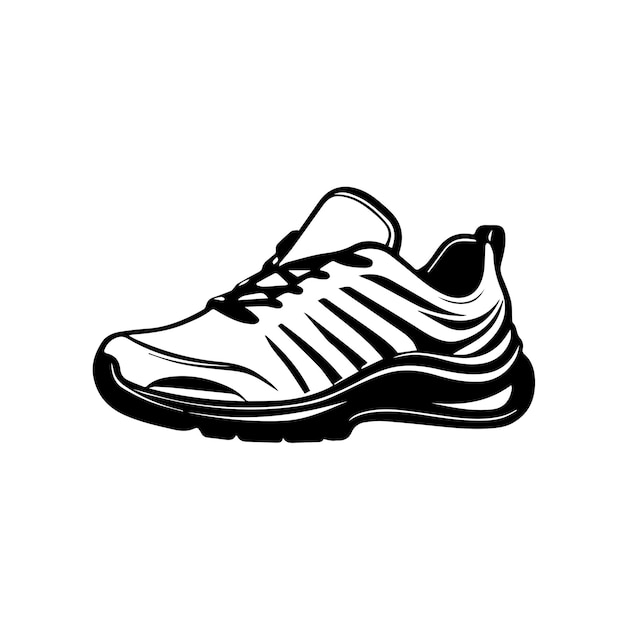 shoe vector logo design in black and white monochrome style