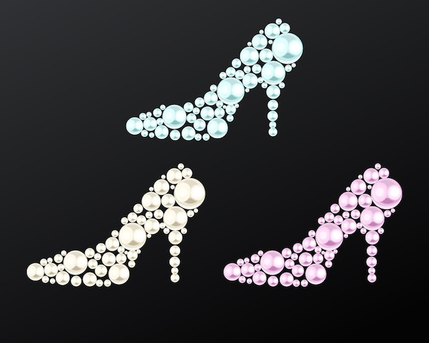 Vector shoe vector set made with pearl