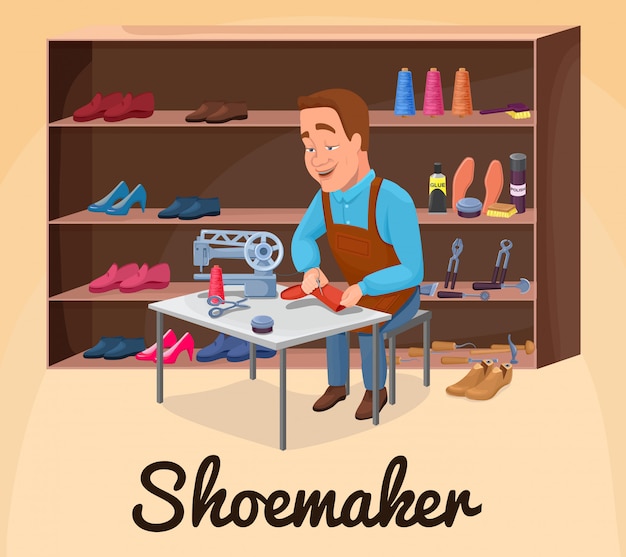 Vector shoemaker cartoon character