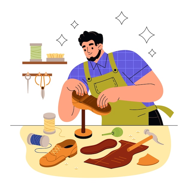 shoemaker at work: crafting and repairing shoes