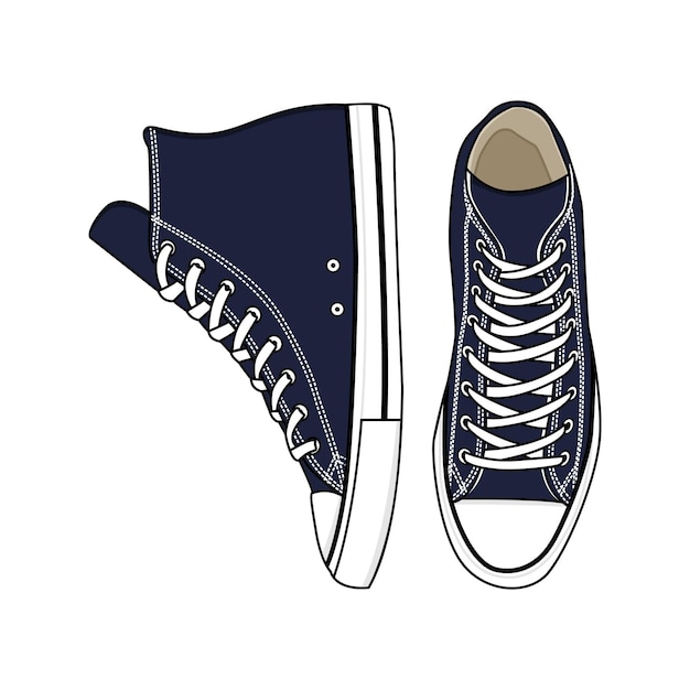 Shoes_Converse Shoe Hight Navy Green Vector Image And Illustration