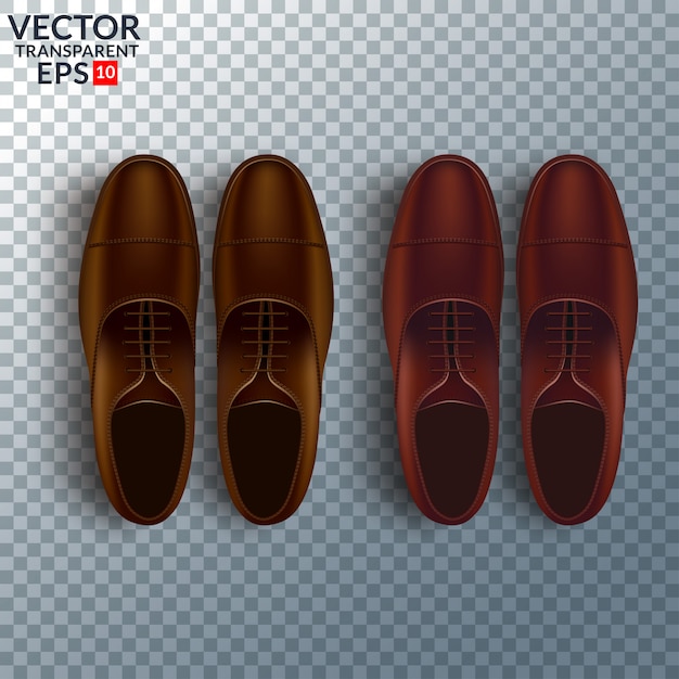 Vector shoes cosmetic care realistic set with brown men oxford boots isolated