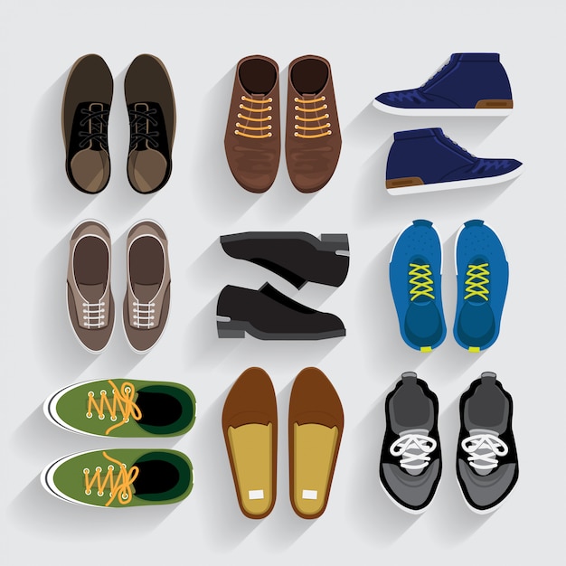 Shoes icons set    style