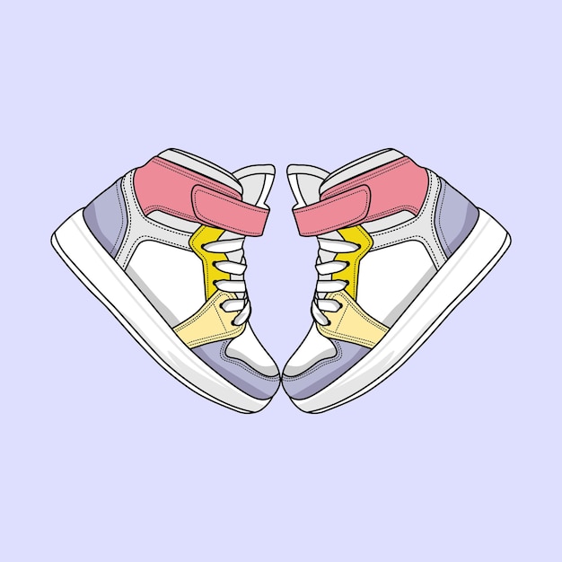 Immagine ed illustrazione di vettore del bambino delle scarpe