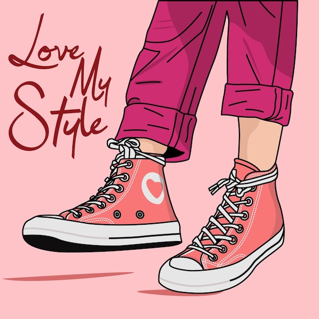 Shoes Pair of sneakers Vectors &amp; Illustrations